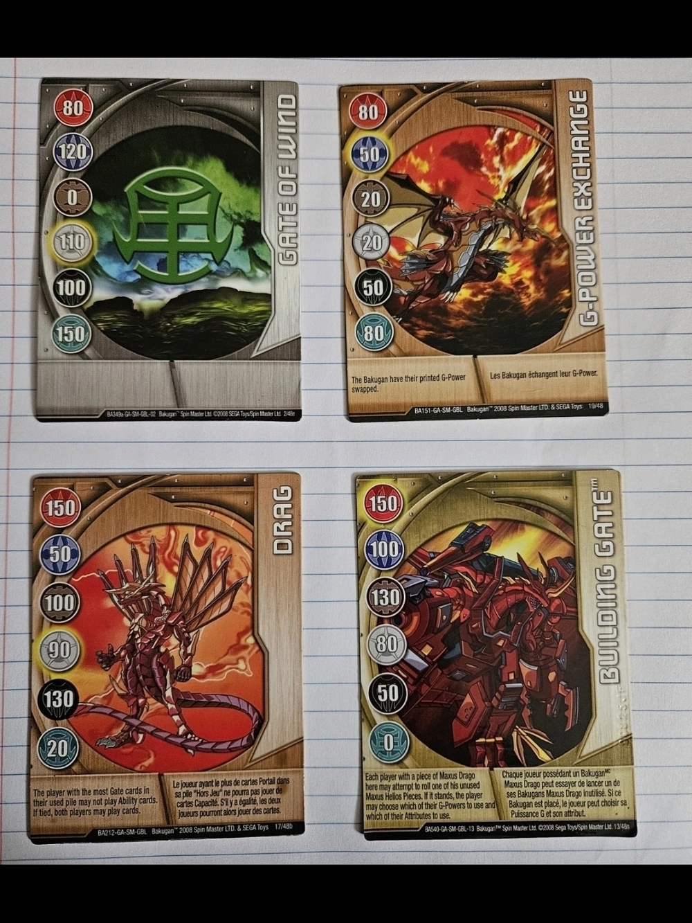 Bakugan Battle Brawlers Lot of 9 Metal Gate Cards - 2008-2009 Sega Spin Master